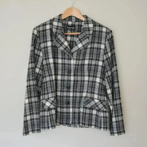 ELLEN FIGG Vintage Plaid Blazer In  Black & White Size 12